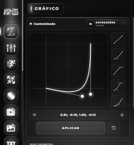 Tela de gráfico e curvas do GalakFXPanel